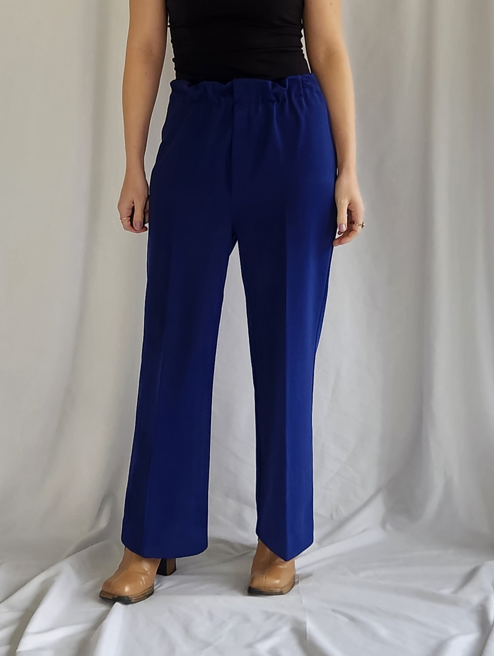 70s Sears Navy Blue Pleated Pants‎